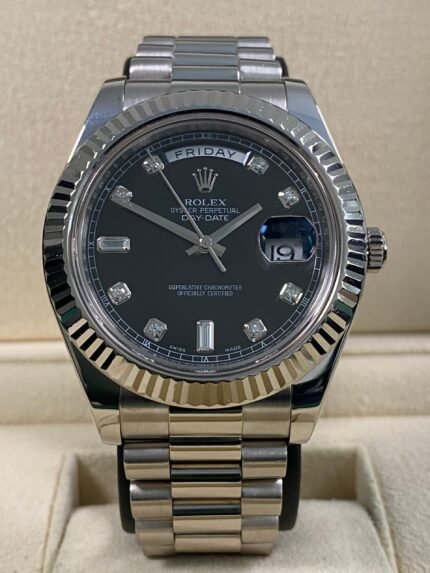 Rolex Day-Date II - 2013 - Black Diamond Dial - 218239 *FULL SET*