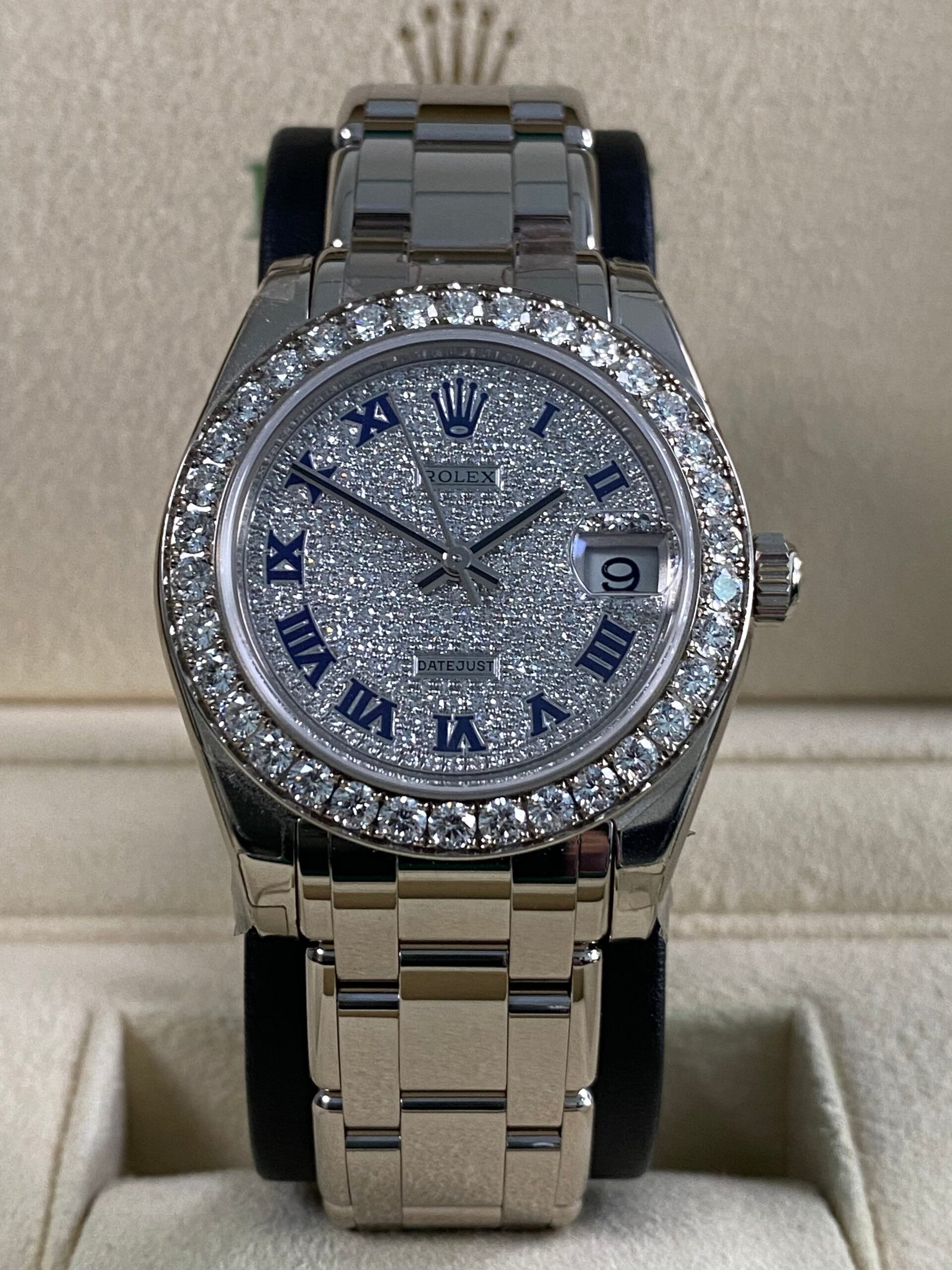 Rolex Datejust Pearlmaster 34 - 2019 - Diamond Pave Roman Dial - 81299 FULL SET
