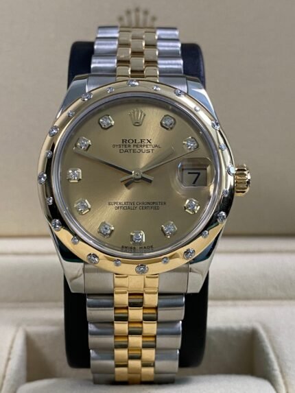 Rolex Datejust 31 - 2016 - Champagne Diamond Dial Scattered Diamond Bezel - 178343 *FULL SET*