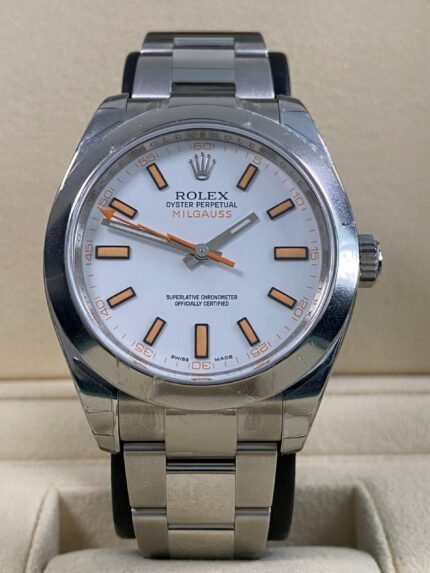 Rolex Milgauss - 2017 - White & Orange Accents Dial- 116400 *FULL STICKERS*