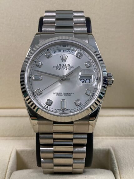 Rolex Day-Date 36 - 2005 - Silver Diamond Dial - 118239 *UNPOLISHED*