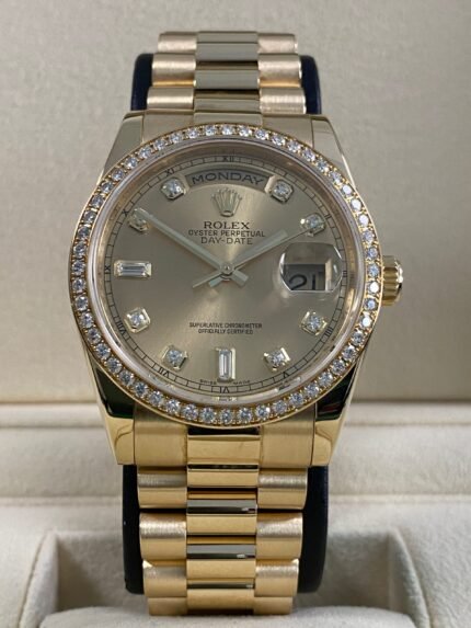 Rolex Day-Date 36 - 2009 - Factory Diamond Bezel & Dial - 118348 *FULL SET*